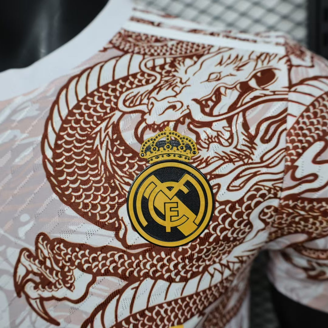 REAL  MADRID white and brown dragon jersey 24/25