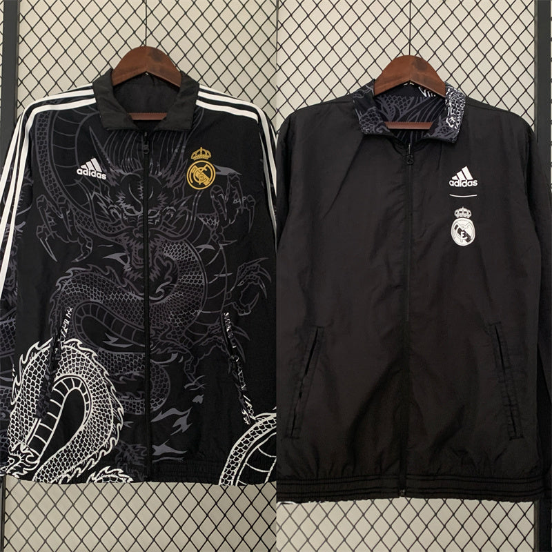 real Madrid black 2 faced jacket