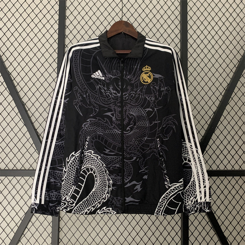 real Madrid black 2 faced jacket